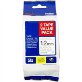 Brother Twinpack Labelling Tape Black on White 12mm