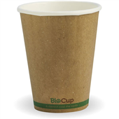 BioPak Wall Cup Single 8oz Kraft with Green Stripe 50 Pack Sold as Each 20 in a Carton