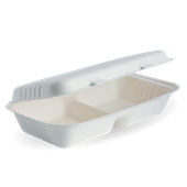 Biopak BioCane Clamshell 2 Equal Compartment 28x16x7cm White
