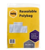Marbig Resealable Poly Bags 255x355mm 25Pack