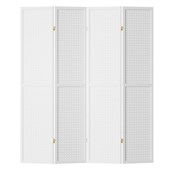 4 Panel Room Divider Screen 164x170cm Pegboard White
