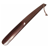 Dolphy Brown Natural Wood Shoe Horn with Leather Thong