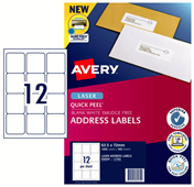 Avery Laser Label QP L7164 12Up Pack 100