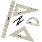 Aspire Compass and Assorted Ruler 4 Piece Set