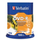 Verbatim DVDR Inkjet Printable White 100 Pack