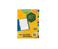 Marbig Dividers 10 Insert Tab A4 Manilla Coloured