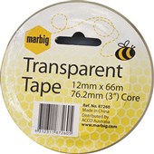 Marbig 87260 Office Tape Clear 12mmx66m Roll Sold as Each 12 in a Pack