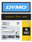 Dymo Rhino 18445 Permanent Vinyl Tape 19mm Black on White Each