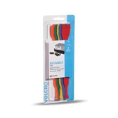 Velcro Reusable Ties 200mm Asst Colours Pk5
