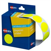Avery Dispenser Dot Stickers 24mm Fluro Yellow 350 Pack Sold as Each 5 in a Box