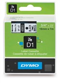 Dymo D1 Label Tape Black on White 19mm x 7m Each
