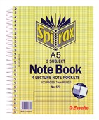 Spirax 572 Notebook 3 Subject 150 Leaf A5 Sold as Each 5 in a Pack