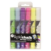 Texta Liquid Chalk Wet Wipe Marker Bullet Assorted 6 Wallet