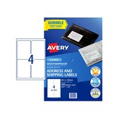 Avery 4Up Weatherproof Shipping Labels 991 x 139 mm Pack 40