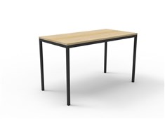 Drafting Height Steel Frame Table  1500mm W x 750mm D Natural Oak Top  Black PC Frame