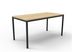 Drafting Height Steel Frame Table  1800mm W x 900mm D Natural Oak Top  Black PC Frame