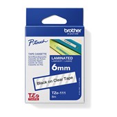 Brother TZe111 Labelling Tape 6mmx8m Black on Clear