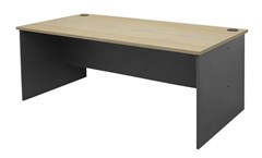 Rapid Worker Slab End Desk  1800mm W x 900mm D x 730mm H Natural Oak Top  Ironstone Base