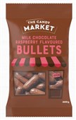 Candy Market Licorice Bullets Choc Raspberry 200g Sold as Each 12 in a Box