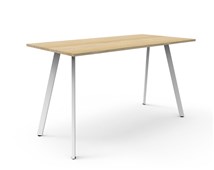 Eternity High Bar Table  1500mm W x 750mm D x 1050mm H Natural Oak Top  White Satin Base
