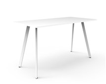 Eternity High Bar Table  1800mm W x 750mm D x 1050mm H Natural White Top  White Satin Base