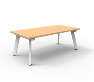 Eternity Rectangular Coffee Table  1200mm W x 600mm D x 450mm H Beech Top  White Satin Base