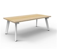 Eternity Rectangular Coffee Table  1200mm W x 600mm D x 450mm H Natural Oak Top  White Satin Base