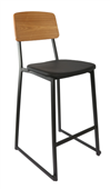 Durafurn Denver Barstool  Black Vinyl Seat  Natural Ply Backrest