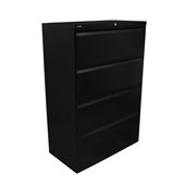 GO Lateral Filing Cabinet  Four Drawer Black Satin