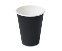 Go Bio Double Wall Coffee Cups Biodegradable Compostable PLA 12oz Black Carton 500
