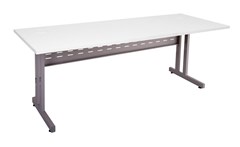 Rapid Span CLeg Desk  1500mm W x 700mm D Natural White Top  Precious Silver Base
