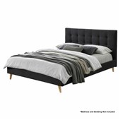 Ricki King Single Bed Fabric Charcoal