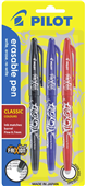 Pilot Frixion Rollerball Pen Medium BlackBlueRed 3 Pack