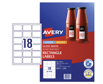 Avery L7109 Gloss White 18Up Labels 6242mm Pk10 This product is sold on a nonreturn basis only Refer to our returns policy