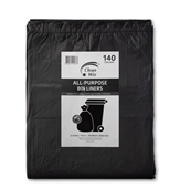 Garbage Bin Liner Rubbish Bag 140L Black Flat Pack 25