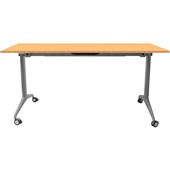 YS Design Flip Top Table 1500 x 750mm Silver Frame with Beech Top