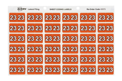 Avery Side Tab Year 23 Label 25x38mm Dark Orange 180 Pack
